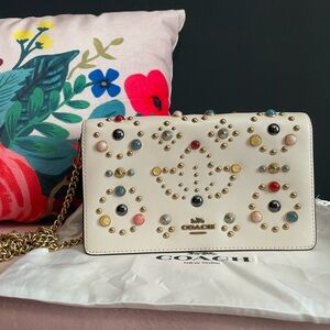 Coach Cream Studded Crossbody Bag
